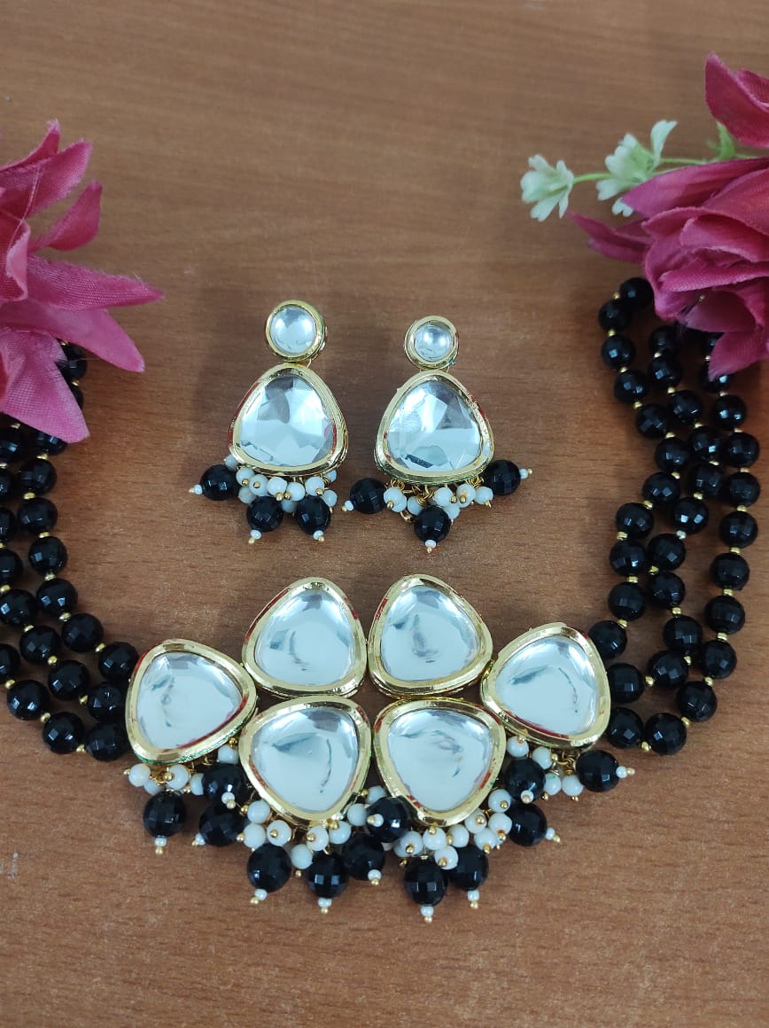 Dabi Kundan Back Meena Work Necklace Set Catalog
